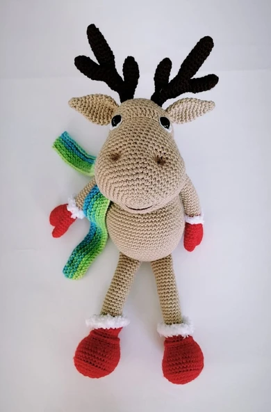 Sevimli Yeni Yıl Geyiği Amigurumi Organik Oyuncak ürün görseli 1