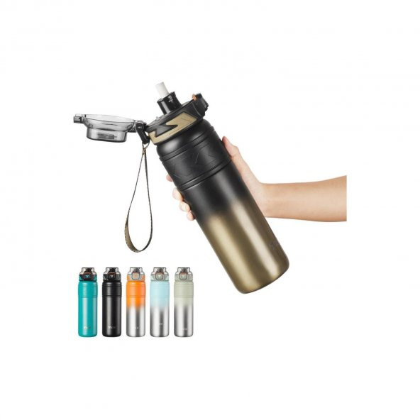 TKK Paslanmaz Çelik Termos Matara 900 ML Pipetli ve Pipetsiz Kullanım (Karışık Renk 1 Adet) ürün görseli 1