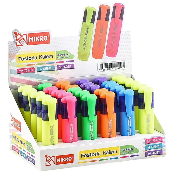 Mikro Mk 701-12 Fosforlu Kalem Sarı ürün görseli 1