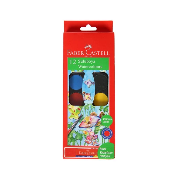 Faber Castell Sulu Boya 12 Renk Büyük Boy ürün görseli 1