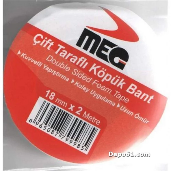 Meg Çift Taraflı Köpük Bant Poşetli 18Mm*2M ürün görseli 1