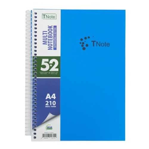 Tnote Seperatörlü Defter 210 Yaprak A4 Kareli5 - Çizgili2 ürün görseli 1