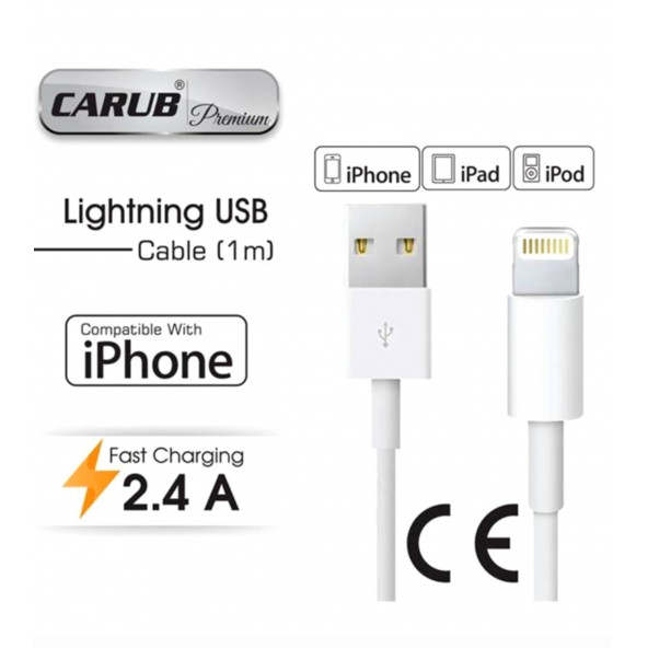 CARUB Şarj Kablosu Usb İphone 1mt Uyumlu ürün görseli 1