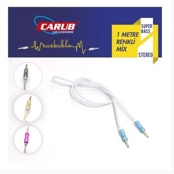 CARUB Aux Giriş Kablosu 1 Metre Gr.silv.blu.red.org ürün görseli 1