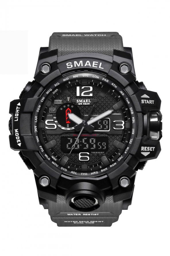 Erkek Kol Saati Analog Dijital Spor Siyah Moda Trend Saat Gri Renk 1545 ürün görseli 1
