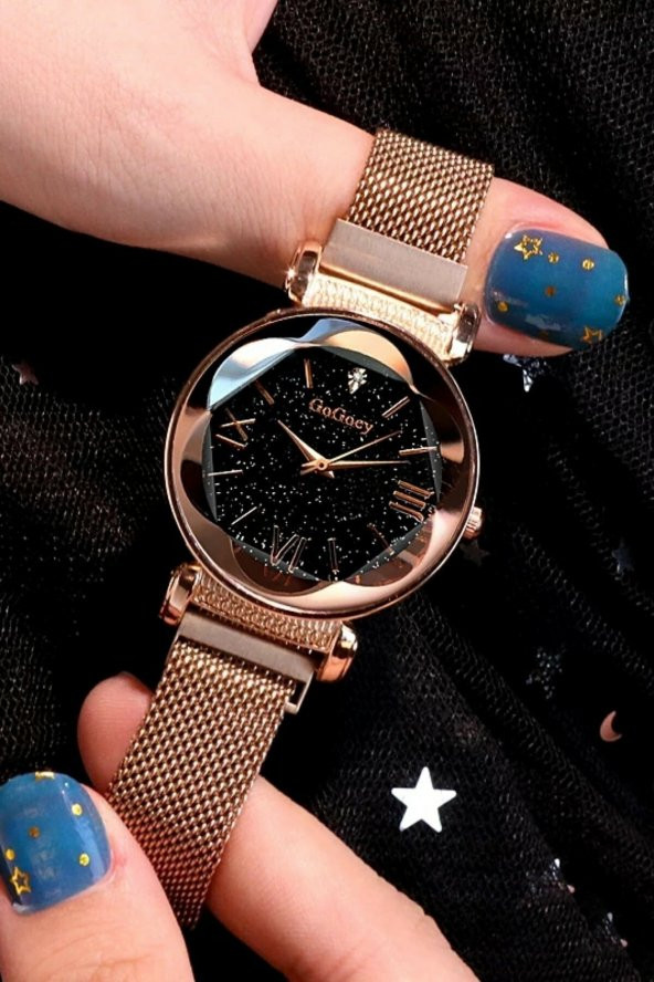 Kadın Kol Saati Rose Gold Mıknatıslı Hasır Kordon ürün görseli 1