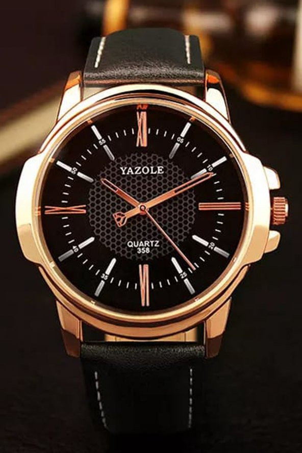 Erkek Kol Saati Siyah Deri Kordon Moda Şık Trend Yzl358s ürün görseli 1