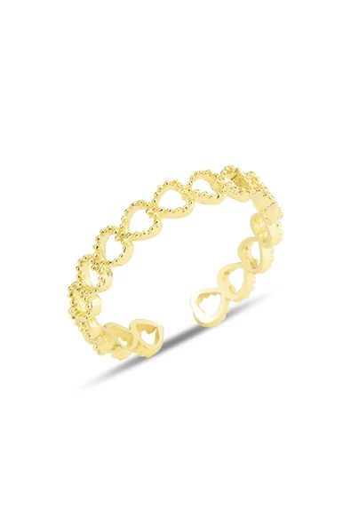 Gümüş altın yaldızlı alttan ayarlanabilir birleşik kalpler yüzük SGTL12240GOLD ürün görseli 1