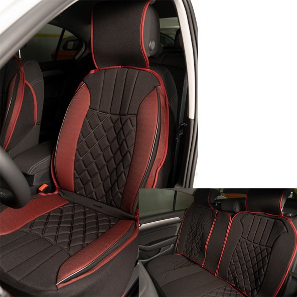 Space Elegance 5'li Koltuk Kılıfı Set Minder Siyah-Kırmızı / KLMNY547 PREMİUM ürün görseli 1