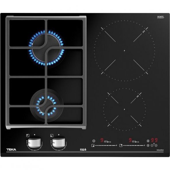 Teka JZC 64322 ABC BK (E4) 60 cm Siyah Camlı İndüksiyonlu + Gazlı Hibrit Ocak ürün görseli 1