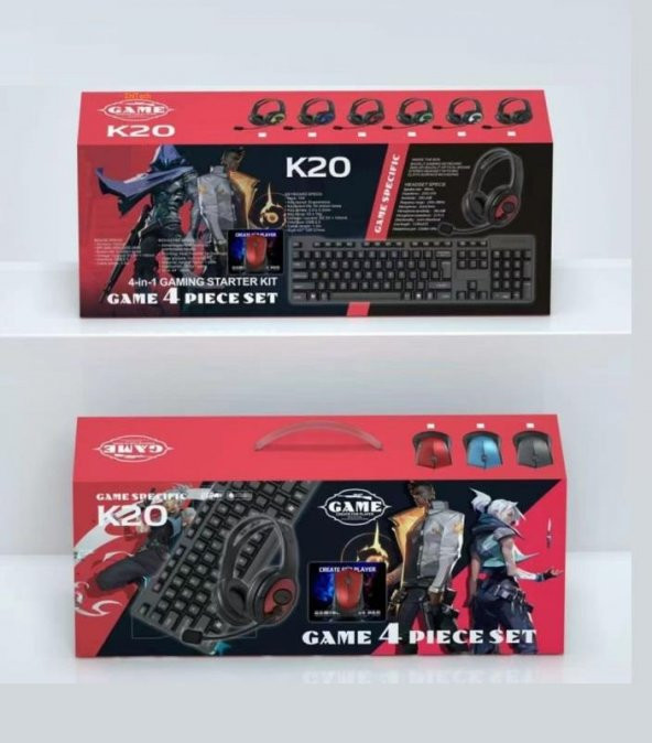 Zhltech K20 Oyuncu Set Klavye+Mouse+Kulaklık+Mouse Pad 4Lü Set ürün görseli 1