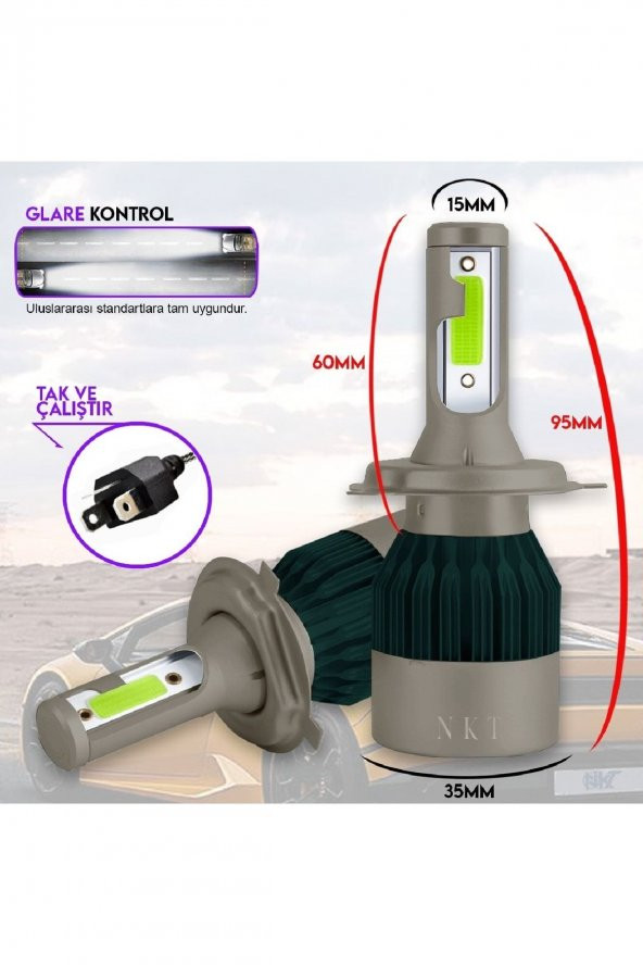 Ford Fiesta (2013 Sonrası) Kısa Far Xenon Led Şimşek Etkili Buz Mavi H8 ürün görseli 1