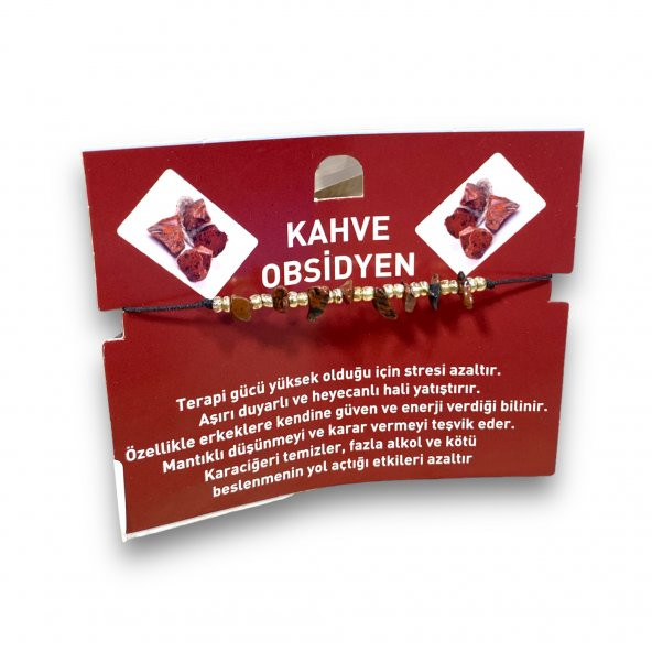 Sasta Kırık Doğal Taş Bileklik – Kahve Obsidyen ürün görseli 1