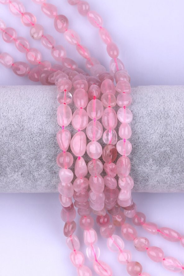 Pembe Kuvars Doğal Taş Dizi Mercimek Kesim ürün görseli 1
