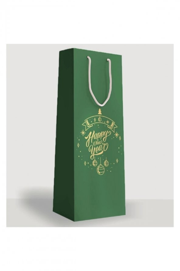 Kraft Karton Kutu Yılbaşı Hediye Taşıma Çantası Kraft Poşet 25li 12x35x8 ürün görseli 1