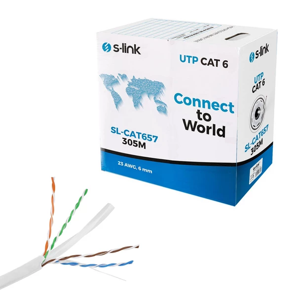 CAT6 KABLO 23AWG 0.51MM 305MT S-LİNK SL-CAT657 ürün görseli 1