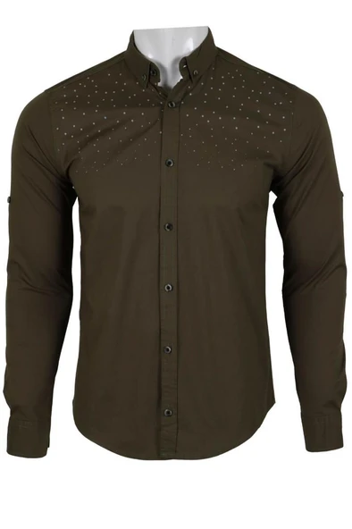 Erkek Gömlek Slim Fit RAR00459 Haki ürün görseli 1