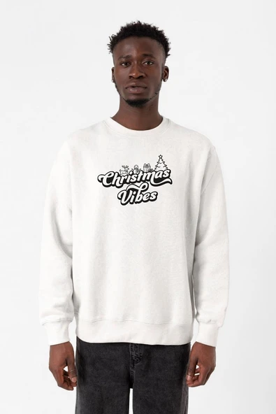 Christmas Vibes Beyaz Erkek 2ip Sweatshirt ürün görseli 1