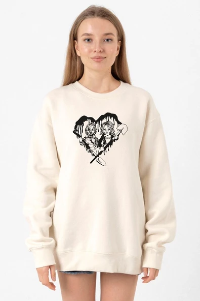 Chucky And Bride Horror Ekru Kadın 2ip Sweatshirt ürün görseli 1
