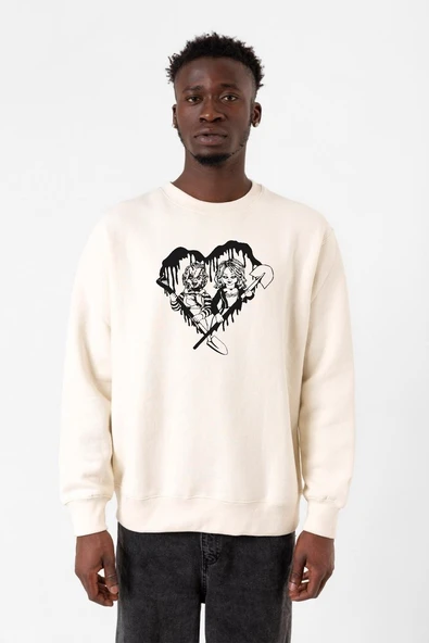 Chucky And Bride Horror Ekru Erkek 2ip Sweatshirt ürün görseli 1