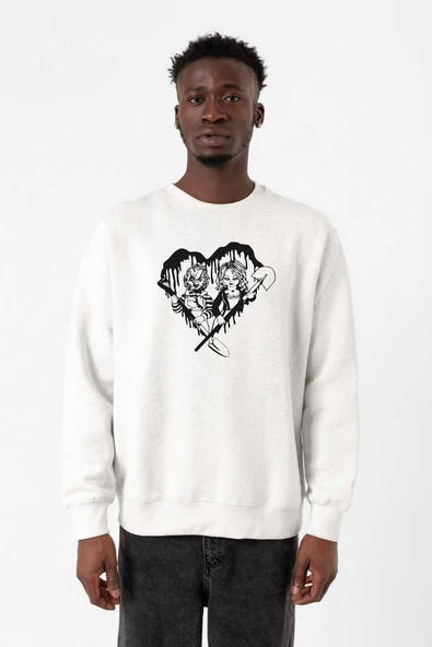 Chucky And Bride Horror Beyaz Erkek 2ip Sweatshirt ürün görseli 1