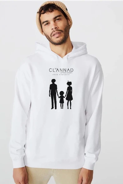 Clannad Anime After Story Beyaz Erkek 3ip Kapşonlu  Sweatshirt ürün görseli 1
