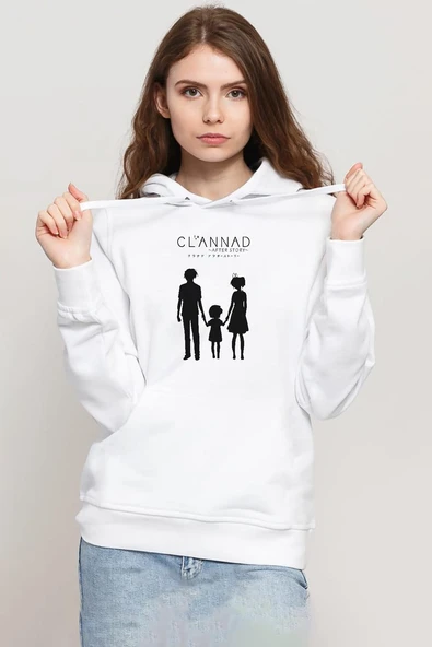 Clannad Anime After Story Beyaz Kadın 3ip Kapşonlu Sweatshirt ürün görseli 1