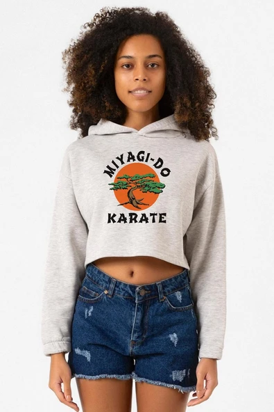 Cobra Kai Miyagi Do Karate Grimelanj Kadın Crop Kapşonlu ürün görseli 1