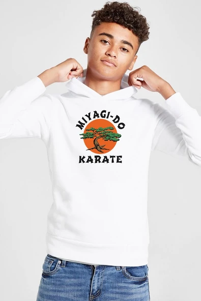 Cobra Kai Miyagi Do Karate Beyaz Çocuk 3ip Kapşonlu  Sweatshirt ürün görseli 1