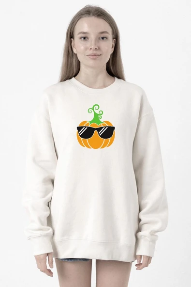 Cool Pumpkin Beyaz Kadın 2ip Sweatshirt ürün görseli 1