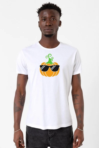 Cool Pumpkin Beyaz Erkek Bisikletyaka Tshirt ürün görseli 1