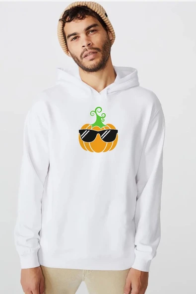 Cool Pumpkin Beyaz Erkek 3ip Kapşonlu  Sweatshirt ürün görseli 1