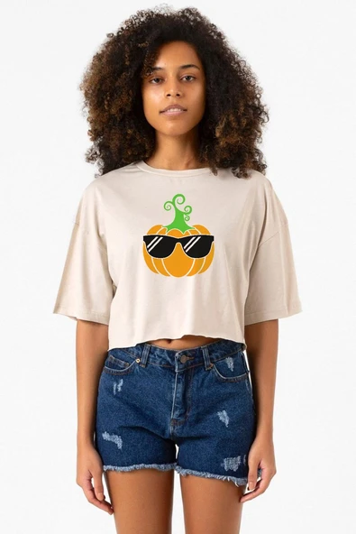 Cool Pumpkin Bej Kadın Crop Tshirt ürün görseli 1