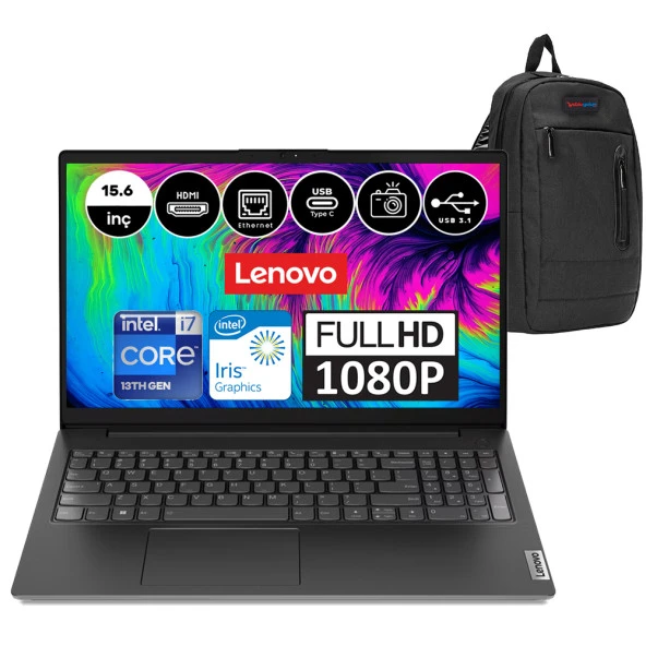 Lenovo V15 Gen3 Intel Core i7 1355U 24 GB 1 TB SSD Intel Iris Xᵉ Freedos 15.6" FHD Taşınabilir Bilgisayar 83A1003NTXW05 + Weblegelsin Çanta ürün görseli 1