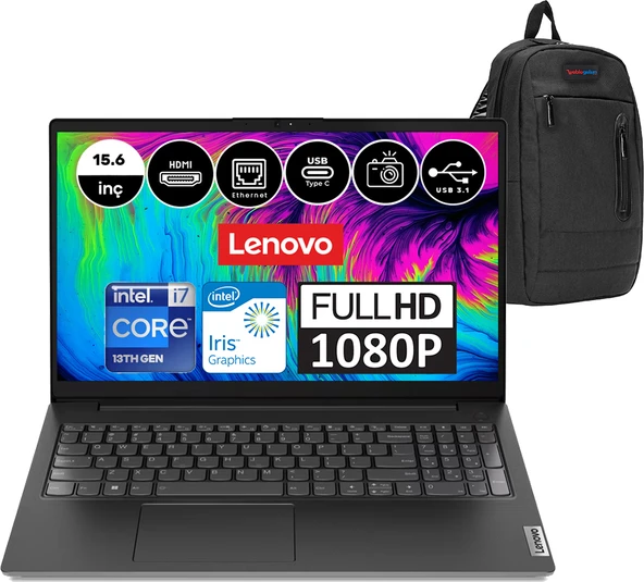 Lenovo V15 Gen4 Intel Core I7 1355U 24 GB 512 GB SSD Intel Iris Xᵉ Freedos 15.6" Fhd Taşınabilir Bilgisayar 83A1003NTXW04 + Weblegelsin Çanta ürün görseli 1