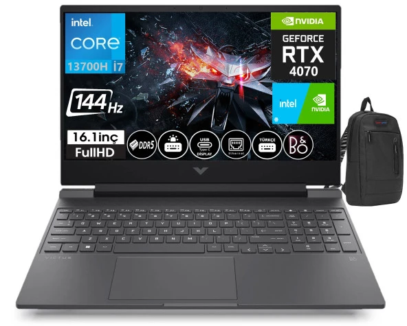 HP Victus 16-R0006NT İntel Core i7 13700H 64gb DDR5 2tb SSD 8GB RTX4070 16.1 İnç 144Hz IPS FHD Windows11Home Taşınabilir Bilgisayar VİCTUS7P632EA18+WeblegelsinÇanta ürün görseli 1