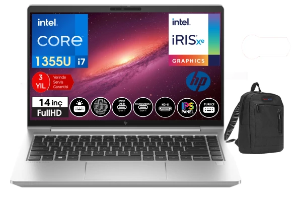 HP Elitebook 640 G10  İntel Core i7 1355U 32gb 1tb Ssd 14" Fhd Windows11Pro Taşınabilir Bilgisayar ELİT8A571EA43+WeblegelsinÇanta ürün görseli 1