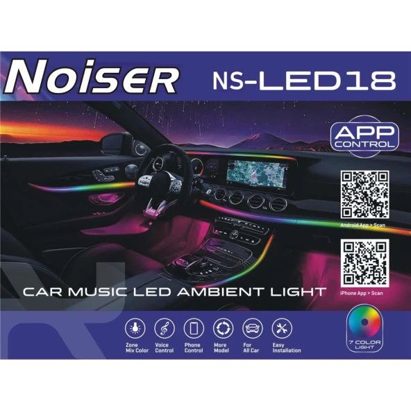 Noiser  X-LED18 App Kontrollü Rgb Araç Içi Ambians LED ürün görseli 1