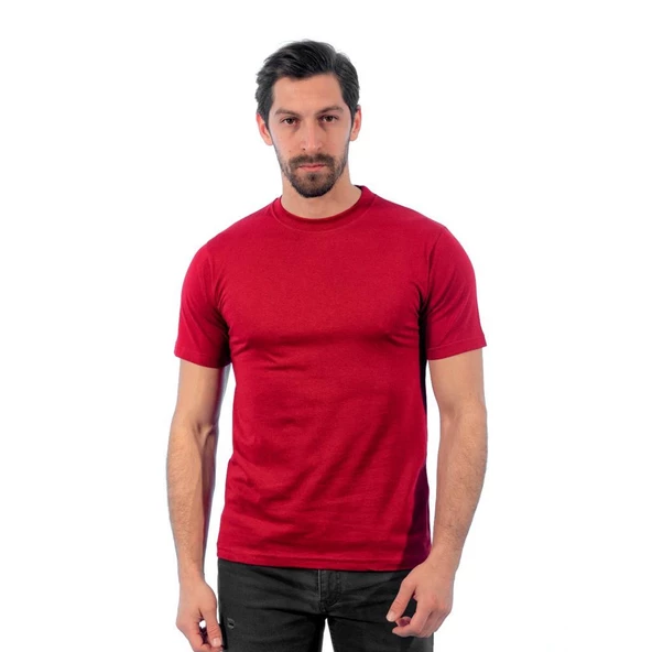 Sıfır Yaka Tişört, Bordo -113E315- Bisiklet Yaka Tshirt, T-shirt ürün görseli 1