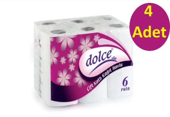 Dolce 6lı Havlu Kağıt 4 Paket 24 Lü %100 Selüloz 2 Kat ürün görseli 1