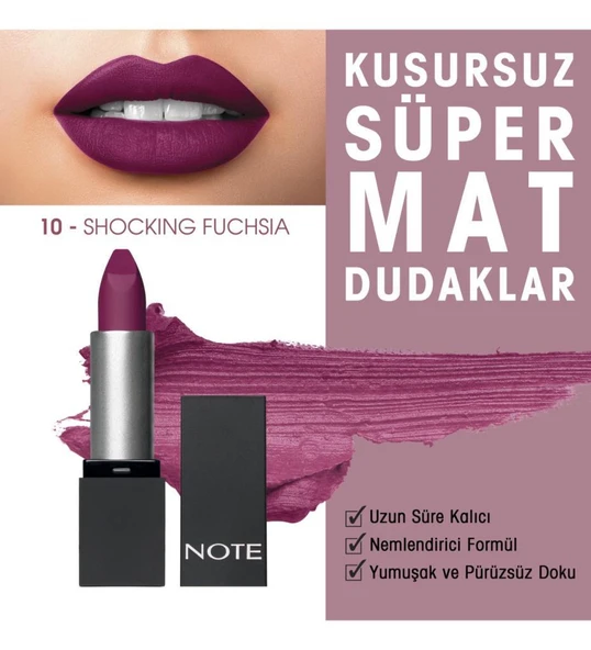 Note Mattever Lipstick Ruj 10 Shocking Fuchsia ürün görseli 1