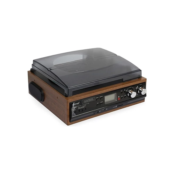 Knstar Kn-27 Bluetoothlu Kumandalı Hoparlörlü Pikap Radyo Kaset USB Mp3 33-45-78 Plaklar Çalar ürün görseli 1