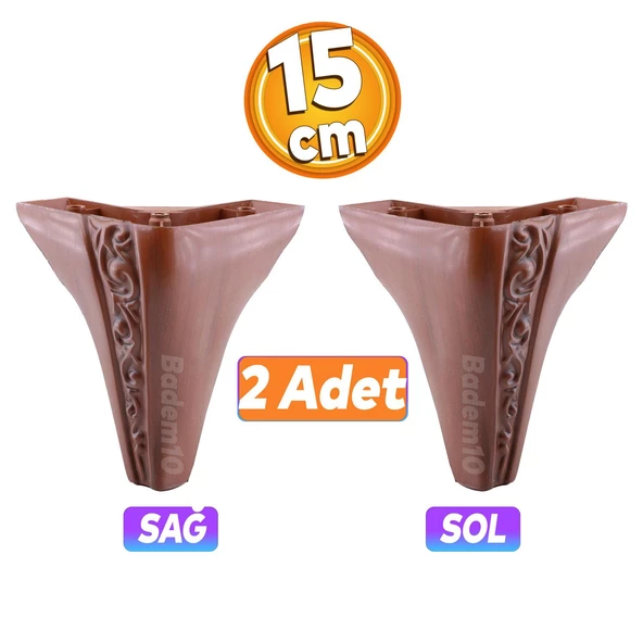 Seher 1 Çift Avangart Mobilya Kanepe Sehpa Çekyat Koltuk Ayağı 15 Cm Kahverengi Baza Ayakları ürün görseli 1