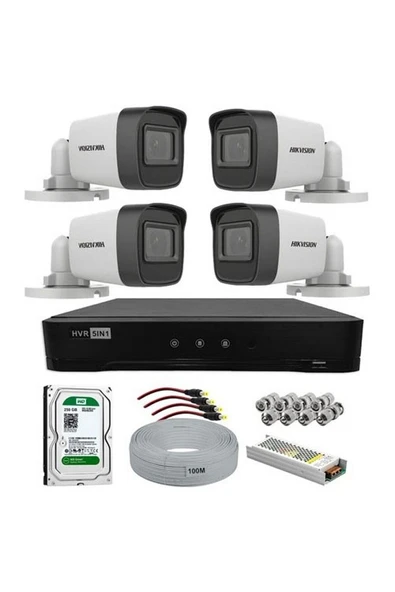 4 Kameralı Hikvision Güvenlik Kamerası Full Set ürün görseli 1