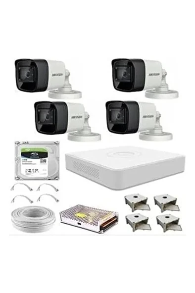 4 Adet Bullet Full Hd Kameralı Set HIKVISION ürün görseli 1