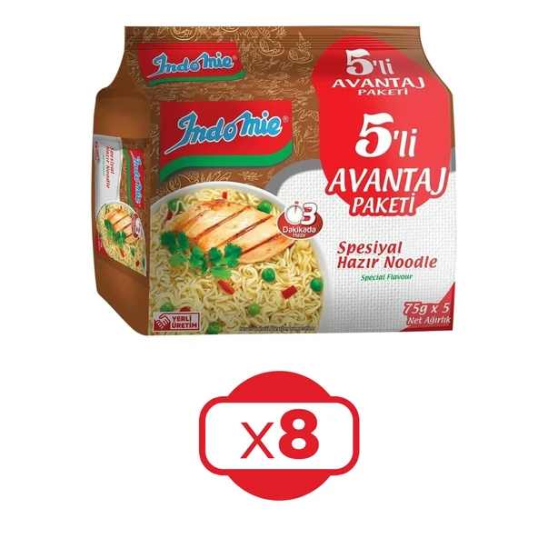 Indomie Hazır Noodle Spesiyal 75gr X 5 Li Avantaj Paket X 8 Adet ürün görseli 1