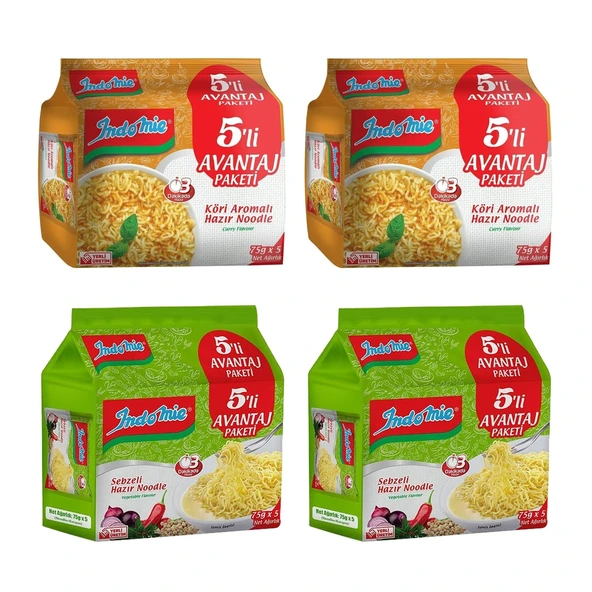 Indomie 5 li Paket Köri + Sebzeli Hazır Noodle 4 lü Karma Paket ürün görseli 1