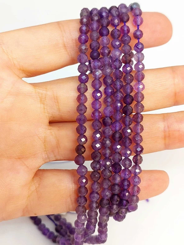 Ametist Taşı Faset Kesim Dizi 3.5mm (45246) ürün görseli 1