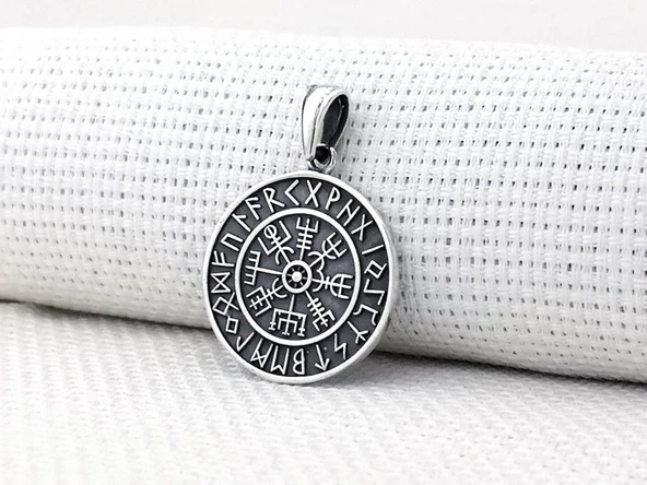 Viking Vegvisir 925 Ayar Gümüş Kolye Ucu ürün görseli 1