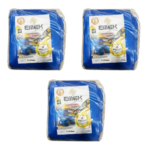 Emek Çadır Kumaşı Branda Tente UV Güneşlik Gölgelik Koruma Yağmur Su Geçirmez - 5x8 Metre - 3 Paket ürün görseli 1